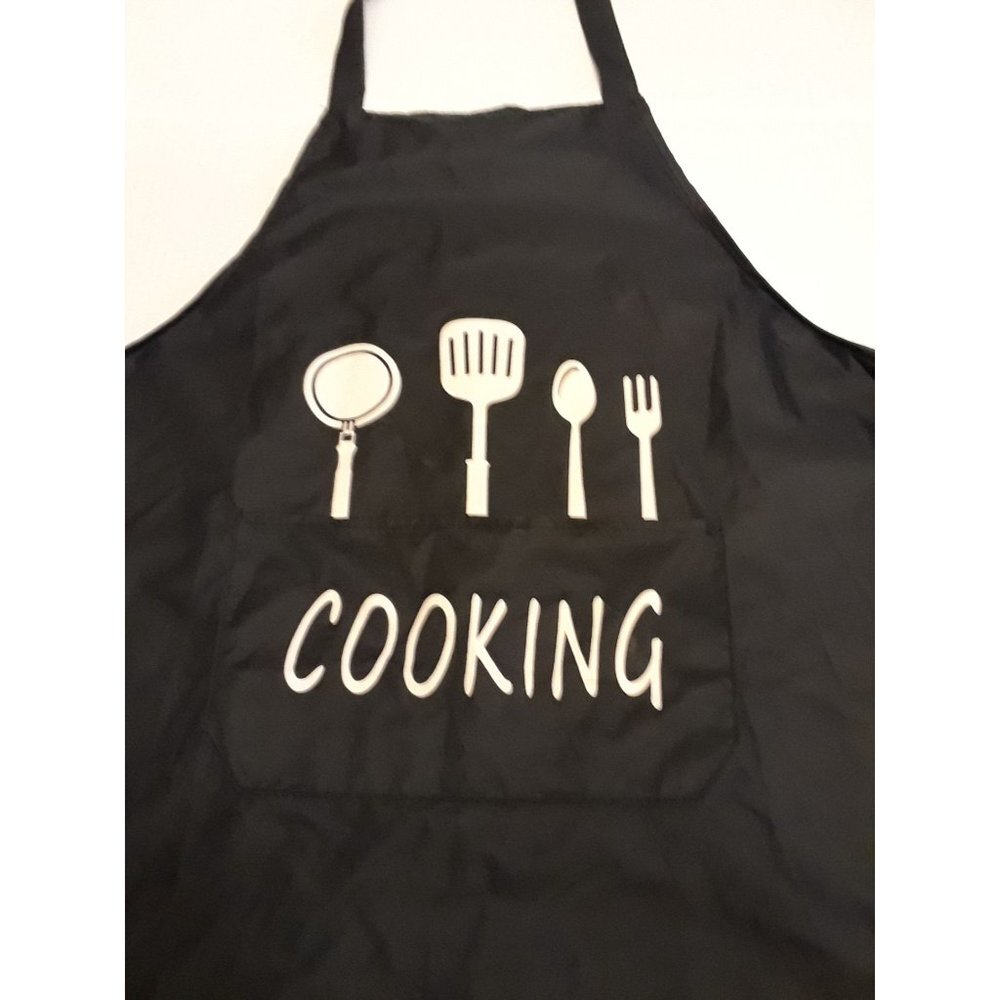 Cooking apron black with gold or white logo bundle of 2 Images May Vary